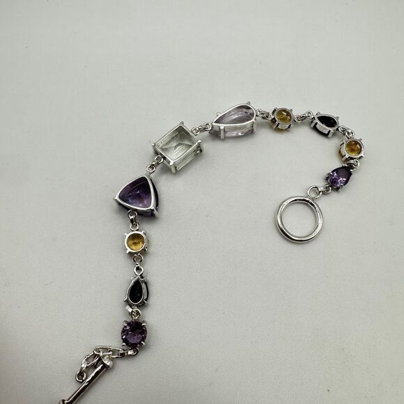 NWOT 7" One-of-a-kind multi-gemstone bracelet in sterling silver! - Picture 9 of 11